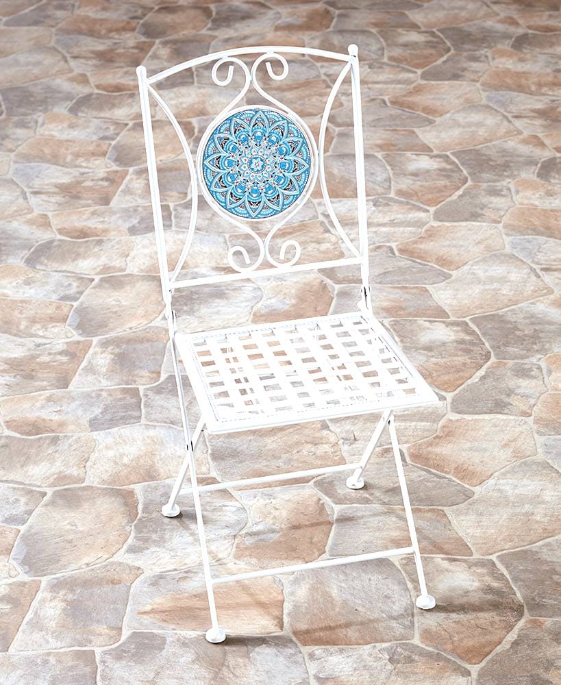 Metal Mosaic White Outdoor Chair