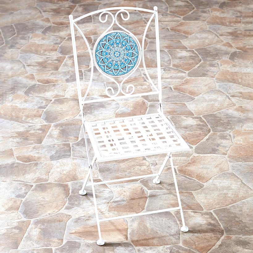 Metal Mosaic White Outdoor Chair - Image 2