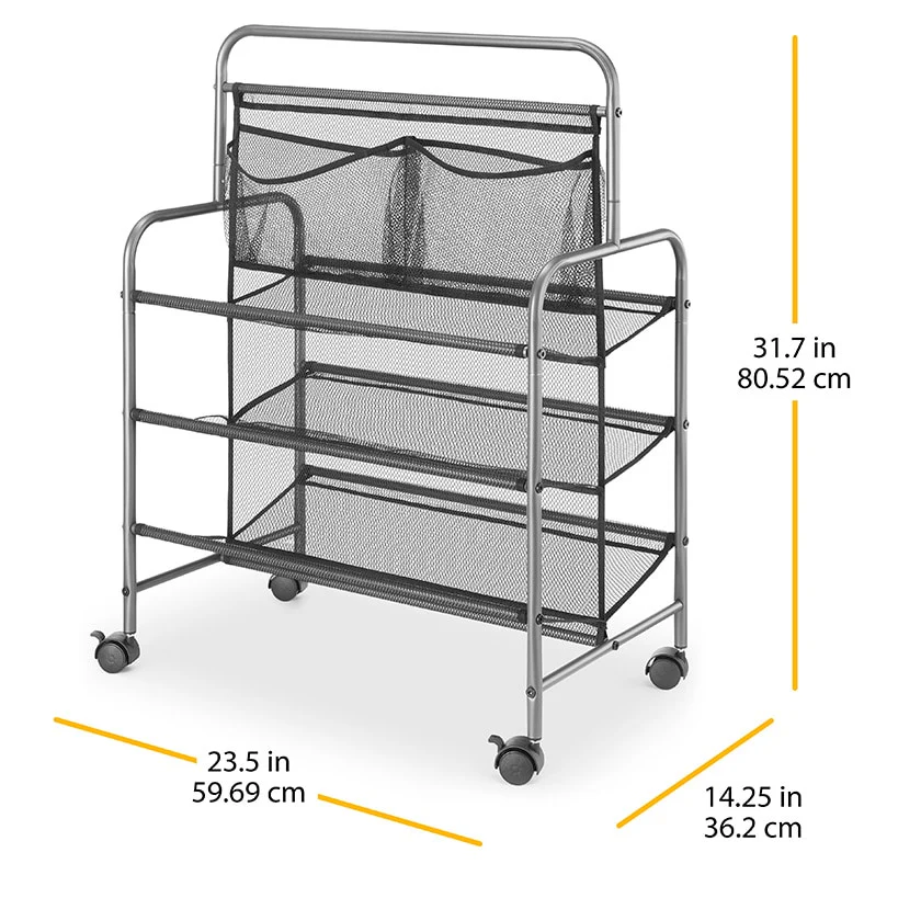 Metal Shoe Storage Rack with Wheels - 4-Tier - Image 7