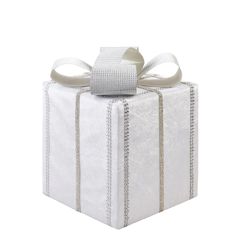 Metallic White Christmas Present Decor - Image 2