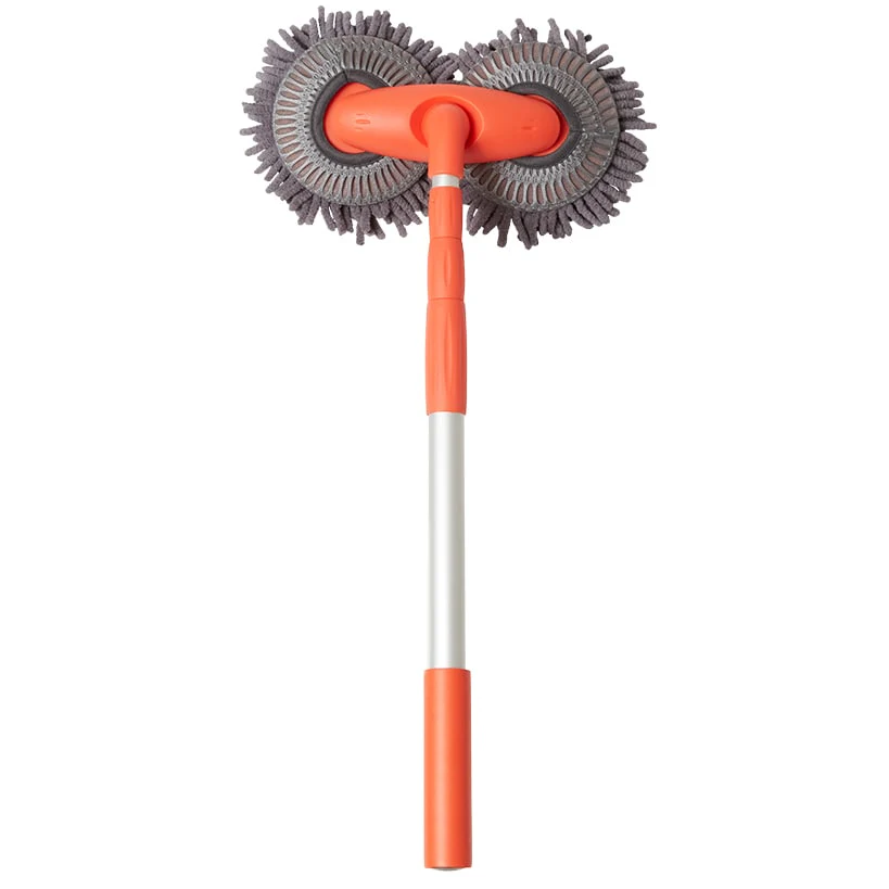 Microfiber Car Cleaning Brush with Double Mop, Extends 44" Long - Image 7