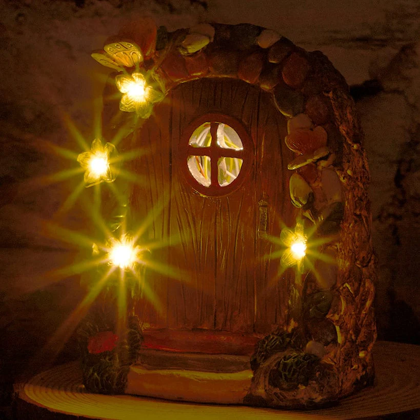 Miniature Solar Fairy Garden Door with Butterfly Accents - Image 3