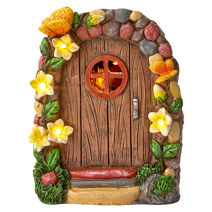 Miniature Solar Fairy Garden Door with Butterfly Accents - Image 4
