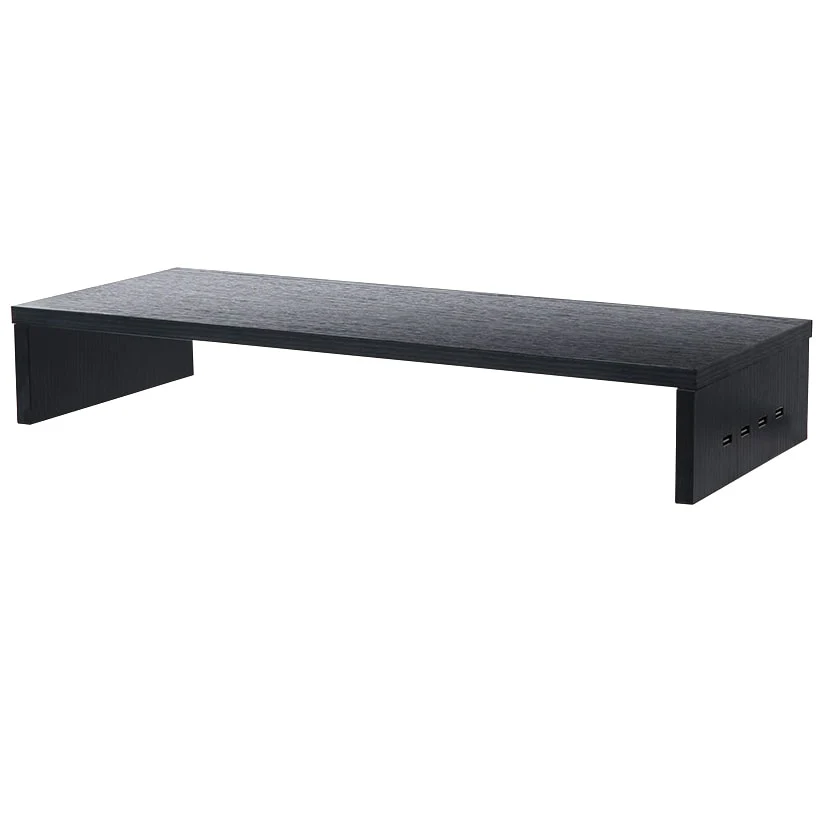 Monitor Stand Wooden Riser 4 USB 2.0 Charging Ports Black Or White - Image 4