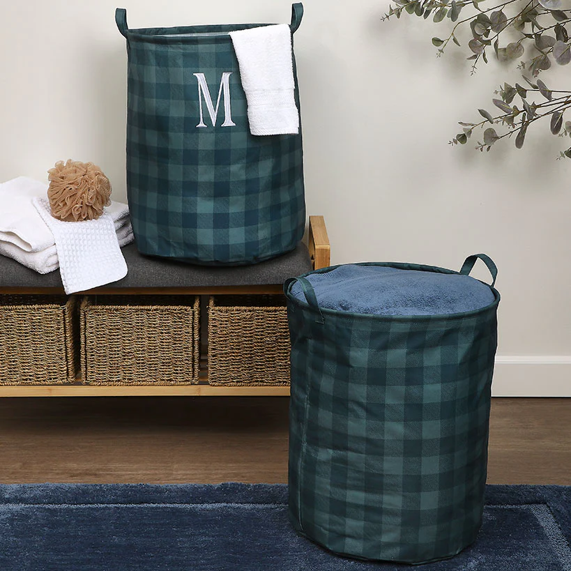 Monogram Buffalo Plaid Laundry Bag