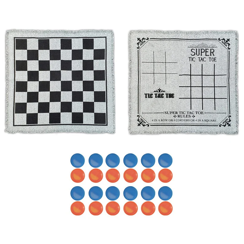 Mossy Oak Checkers and Tic-Tac-Toe Rug - Dual-Sided Game Board - Image 2