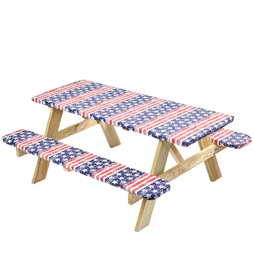 Mossy Oak Stars and Stripes 3-Pc. Vinyl Easy Fit Picnic Tablecloth - Image 2