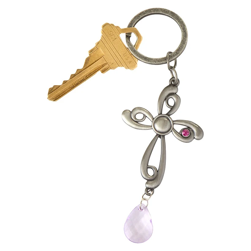Mother's Day Floral Cross Keychain With Charm - Image 2
