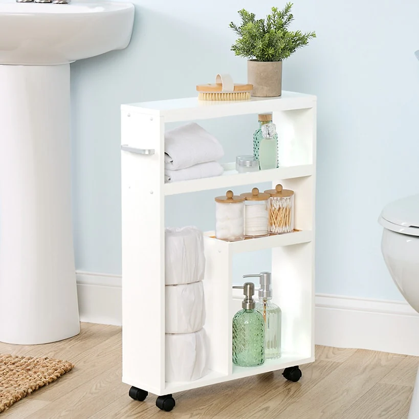 Multifunctional Mobile Bathroom Cart 19”W x 5.5”D x 26.75”H