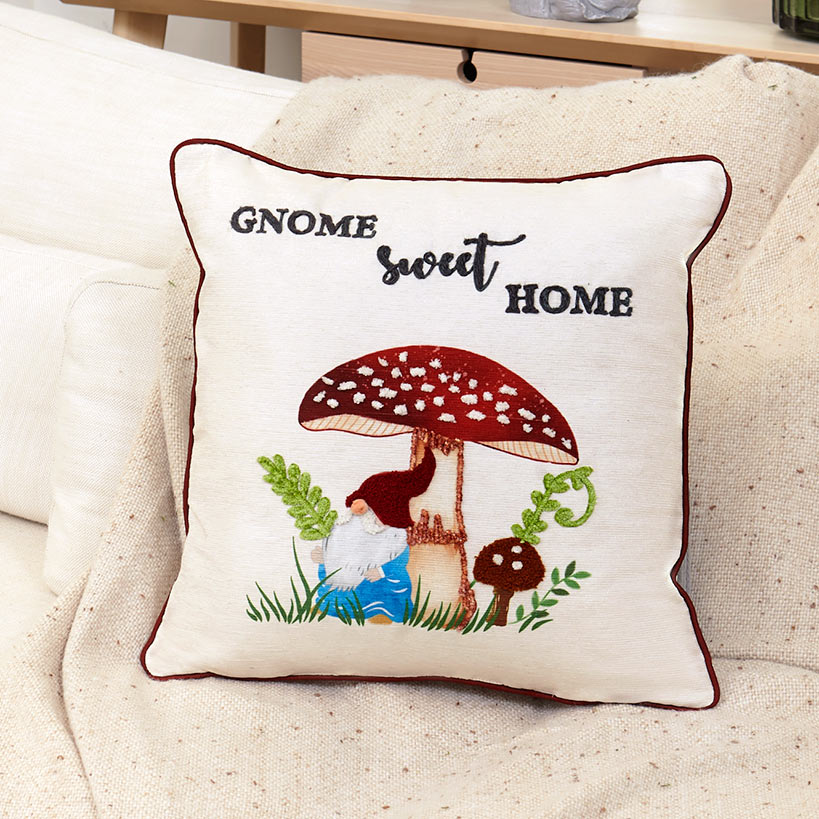 Mushroom Garden Embroidered Decorative Pillow - Image 3