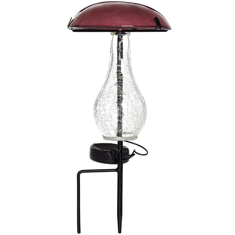 Mushroom Stake Solar Glass With Fairy Lights in Purple Or Yellow - Image 3