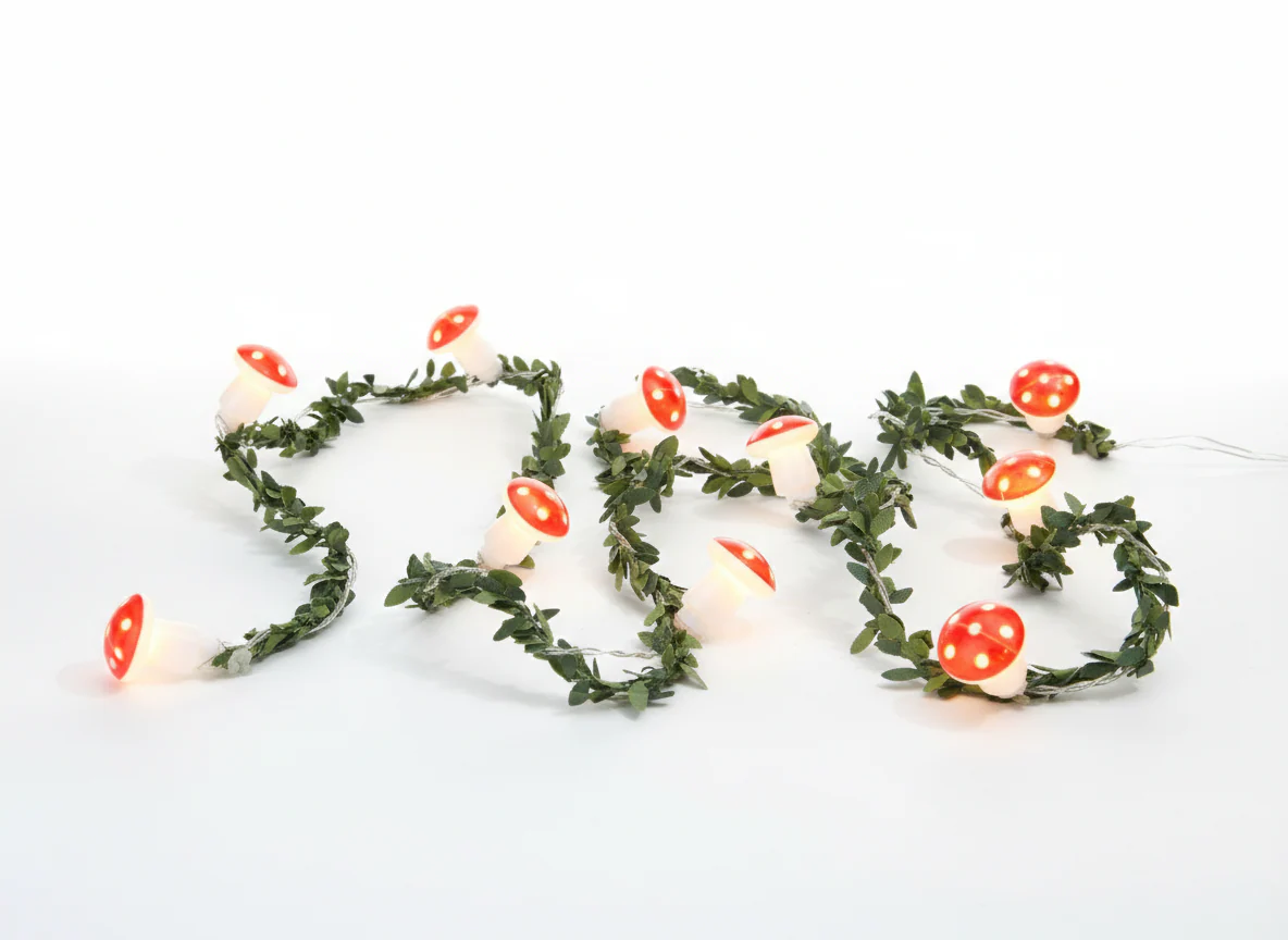 Mushroom String Lights With Greenery - Image 3