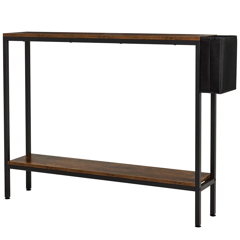 Narrow Console Table 2-Tier with Side Pocket - Image 5