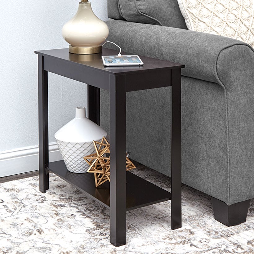 Narrow Side Table with Charging Station - USB Ports and Outlets - Image 3