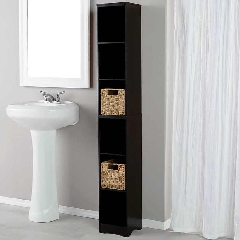 Narrow Storage Tower with 6 Shelves or Set of 2 Wicker Baskets