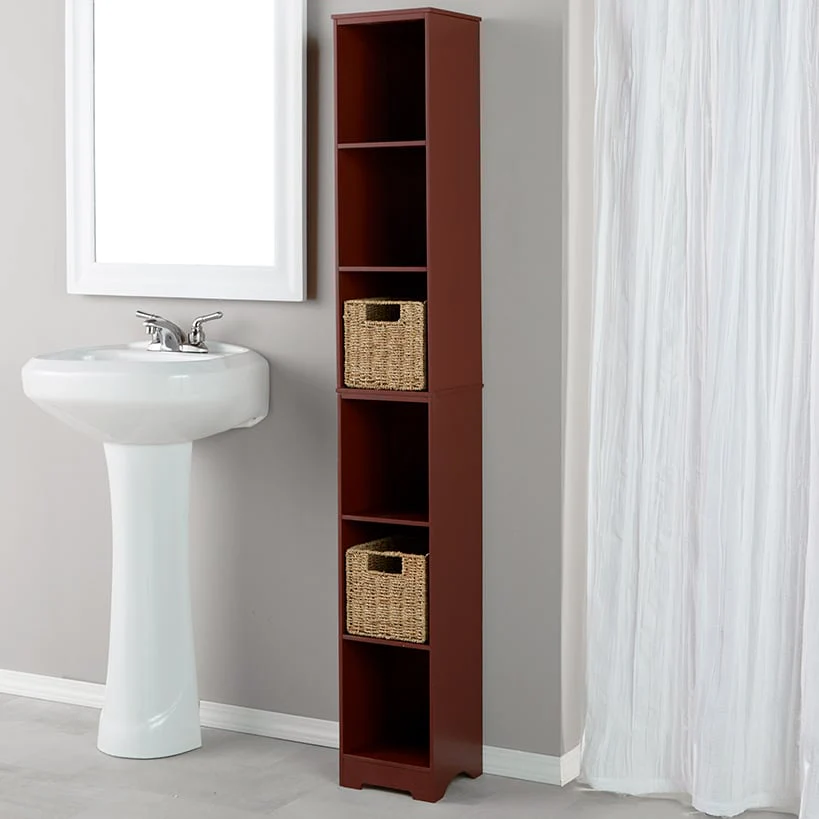 Narrow Storage Tower with 6 Shelves or Set of 2 Wicker Baskets - Image 2