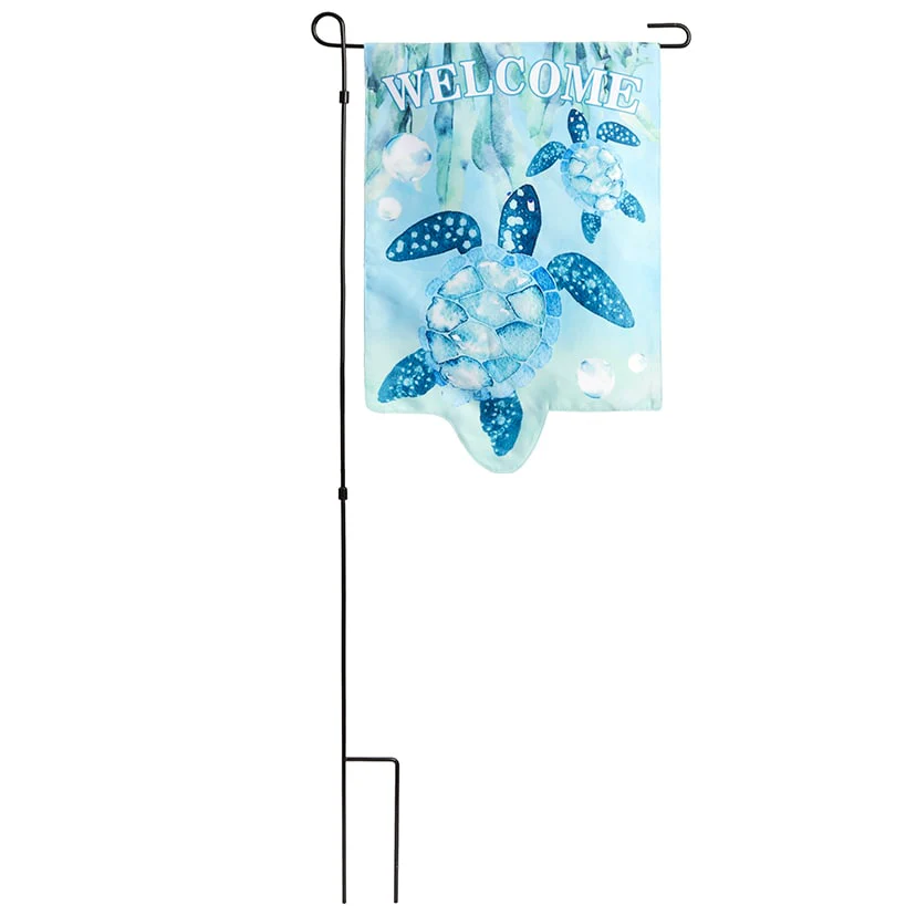 Nature-Themed Welcome Garden Flag With Stake – Turtle or Beach Chair - Image 4