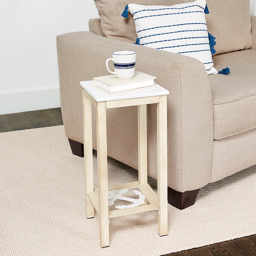 Nautical Accent Wooden End Tables - Anchor or Wheel Design - Image 2