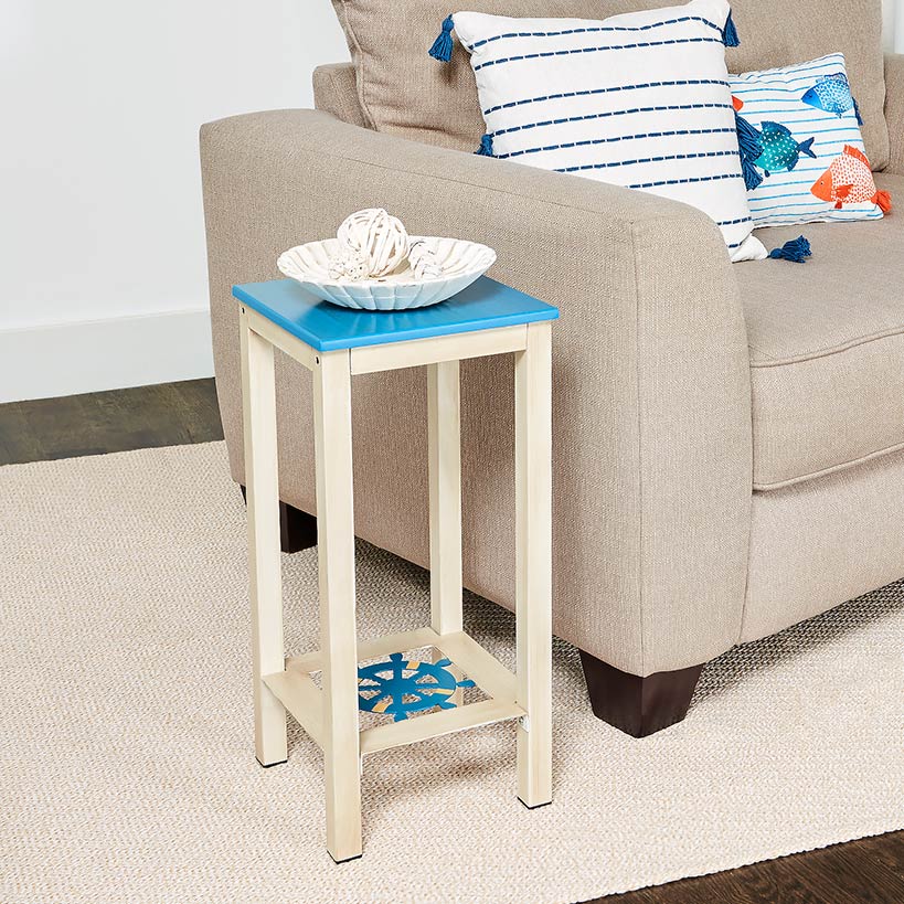 Nautical Accent Wooden End Tables - Anchor or Wheel Design - Image 3