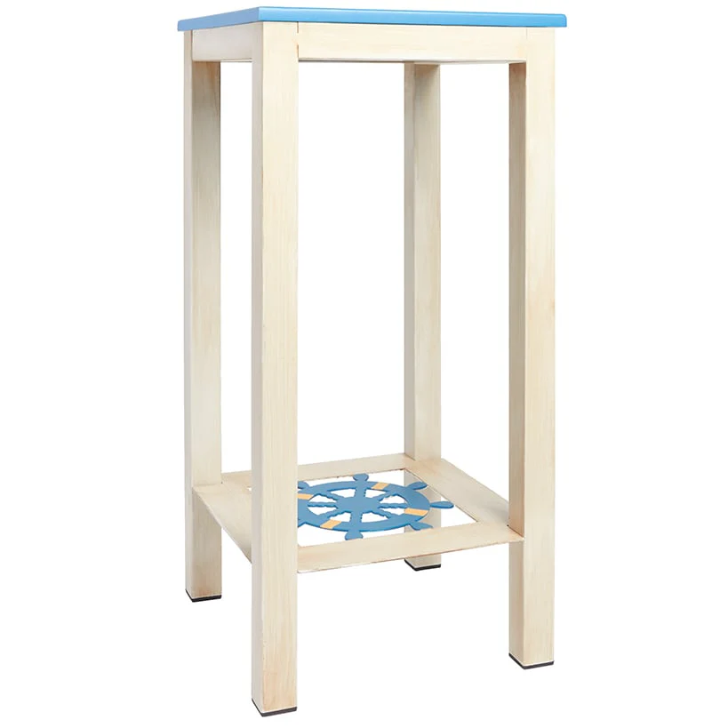 Nautical Accent Wooden End Tables - Anchor or Wheel Design - Image 5