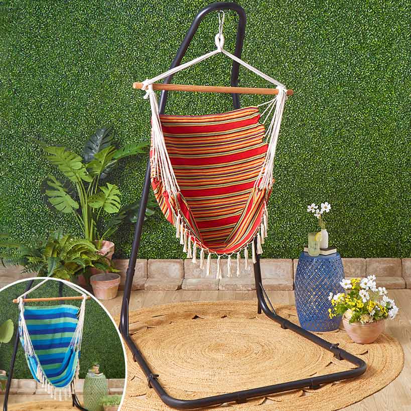 Outdoor Hammock Black Metal Stand