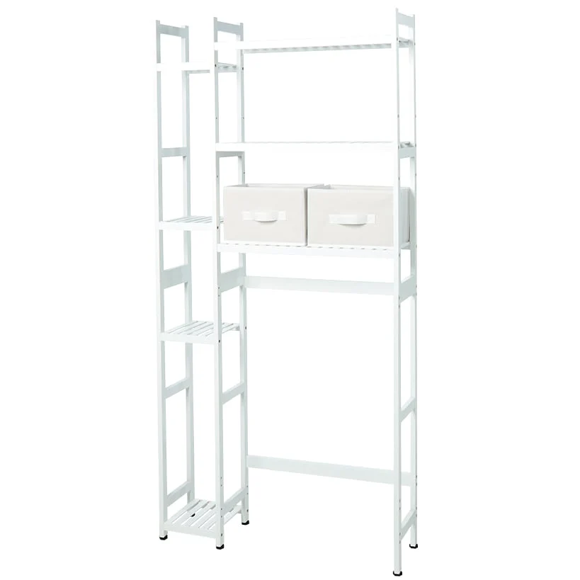 Over-the-Toilet Bathroom Dual Storage Rack with Set of 2 Baskets - Image 3
