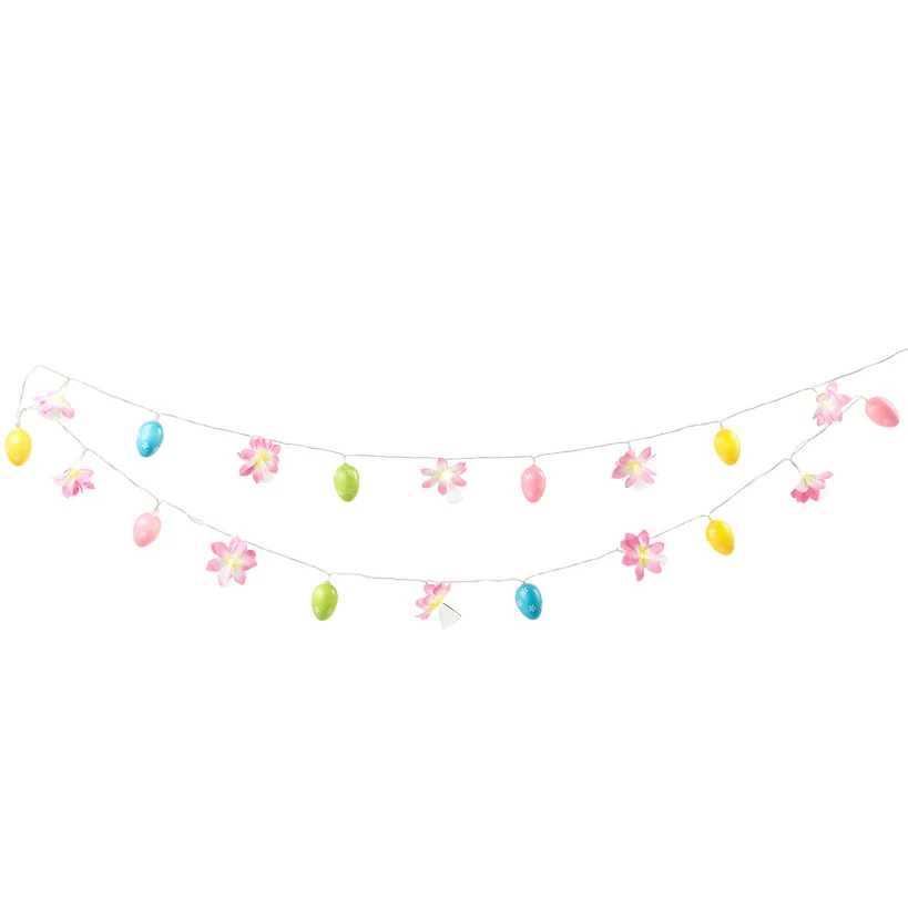 Pastel Easter Egg String Light With Flowers - Battery Operated - Image 4