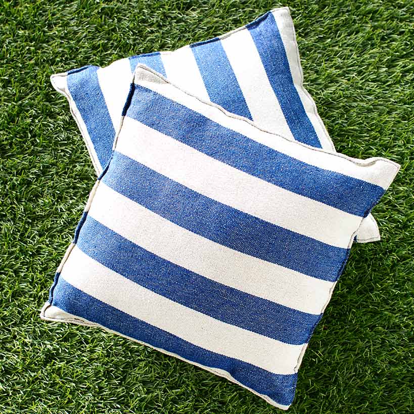 Patio Striped Pillow Blue