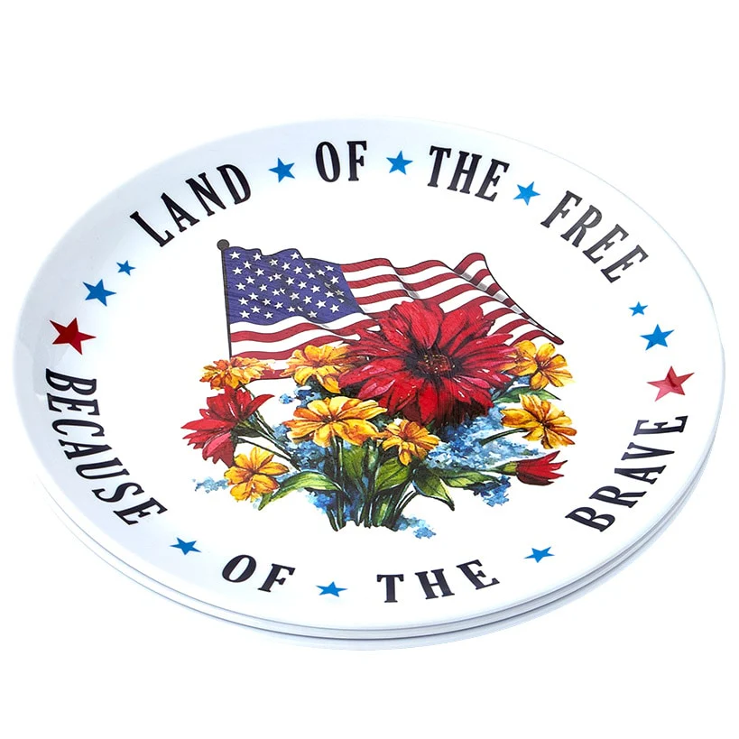 Patriotic American Melamine 12" Serving Platters - Set of 3 - Image 4