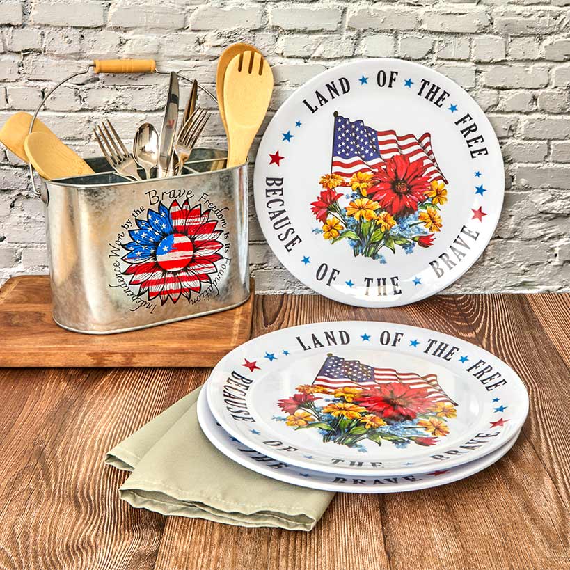 Patriotic American Metal Serving Utensil Caddy - Image 3