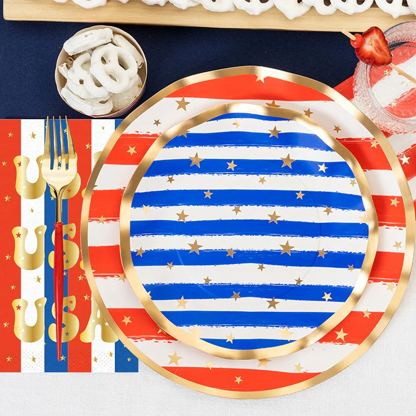 Patriotic Party Paper Dinnerware Plates and Napkins Set - Image 5