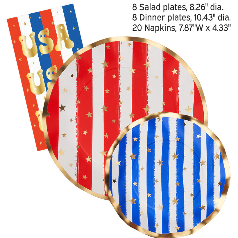 Patriotic Party Paper Dinnerware Plates and Napkins Set - Image 6