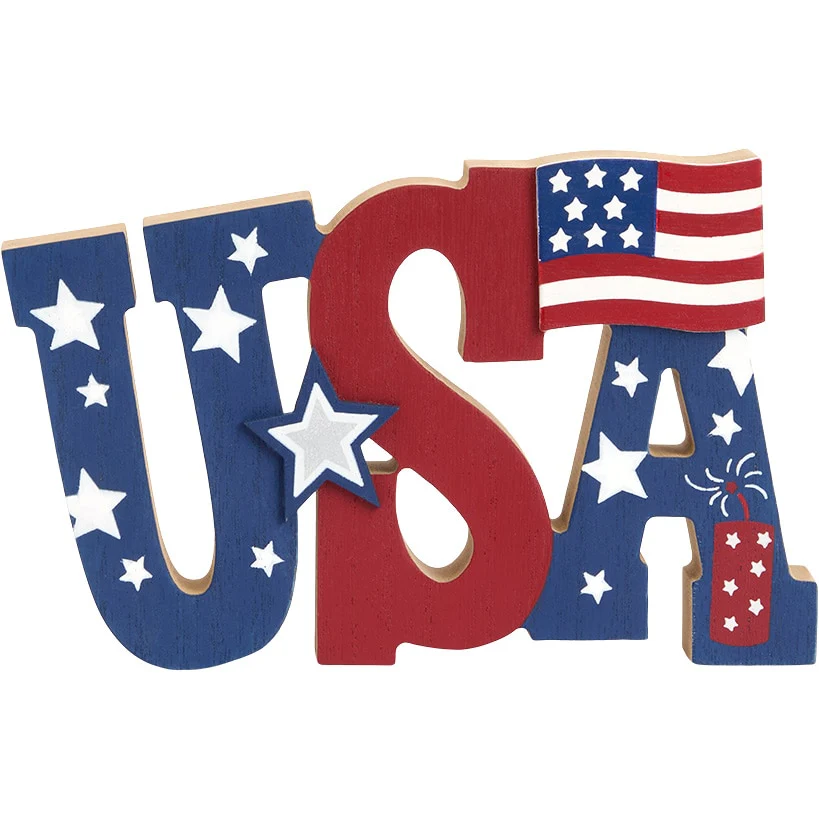 Patriotic USA Block Sign Americana Decor - Image 3
