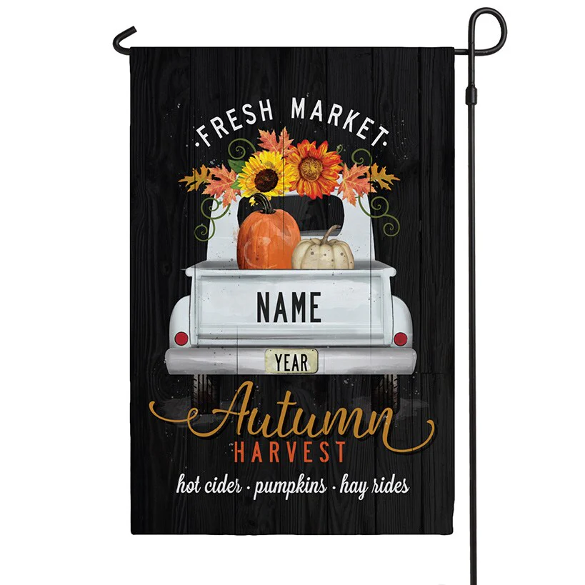 Personalized Autumn Truck Garden Flag - Image 2