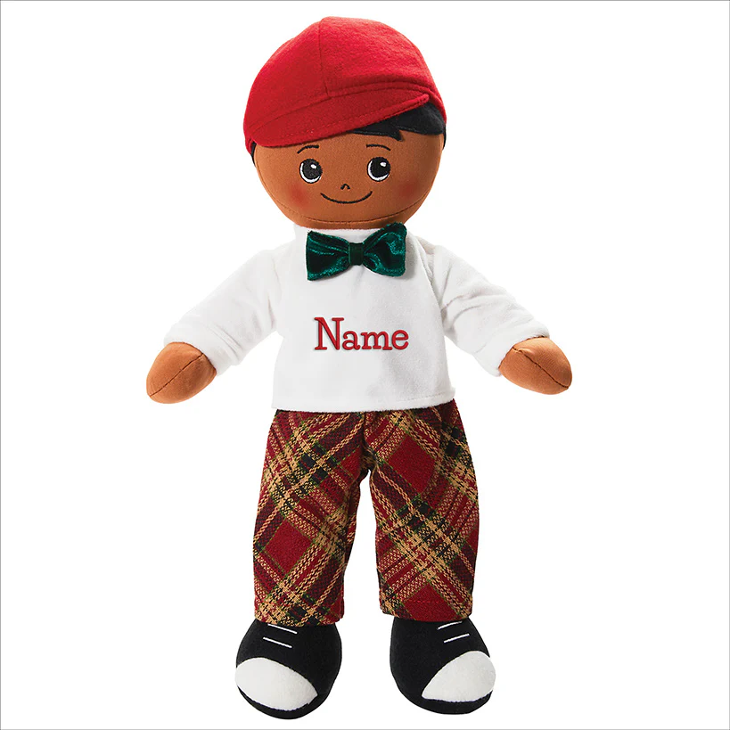 Personalized Boy Rag Doll With Christmas Plaid Outfit - Image 10