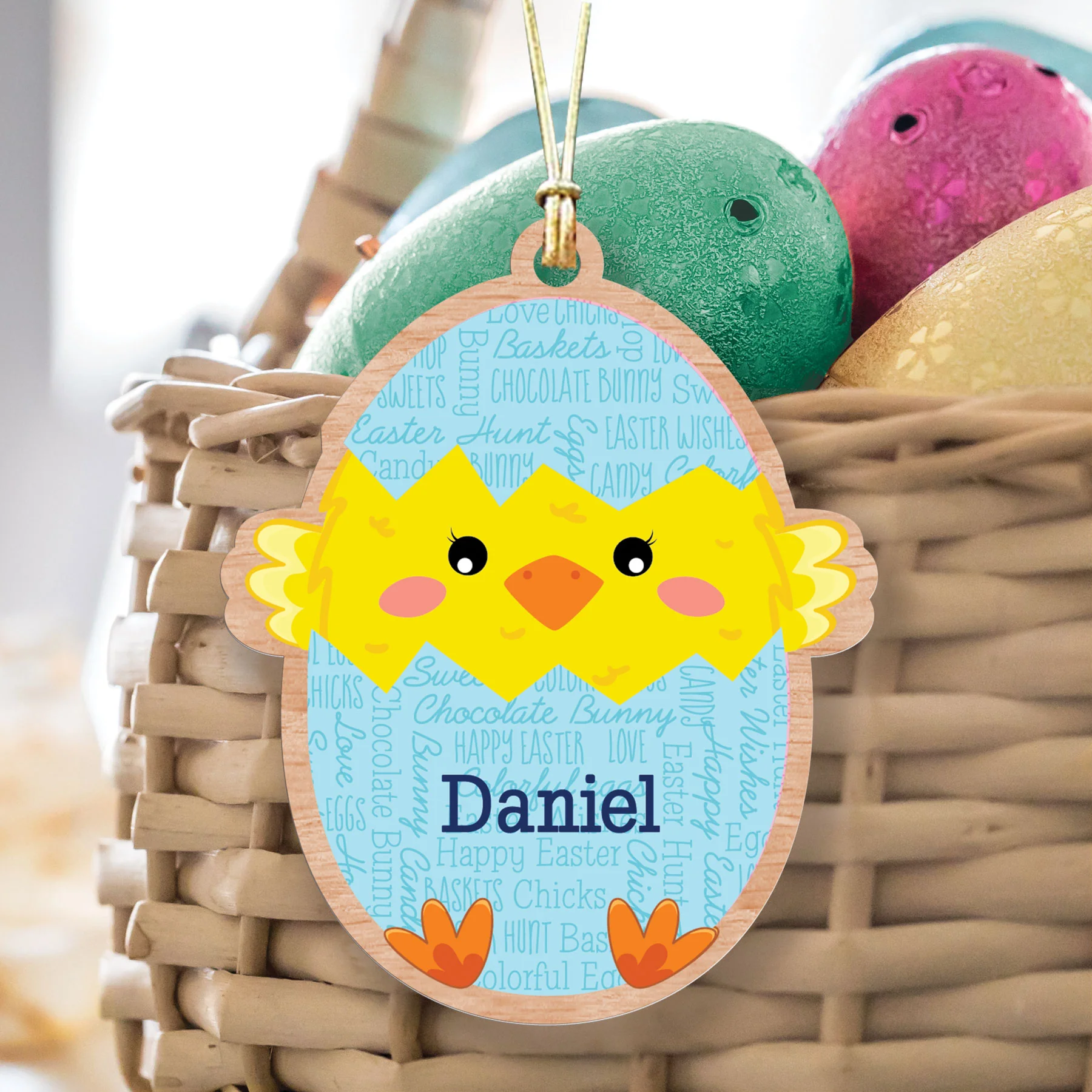 Personalized Chick Easter Basket Tag - Image 3