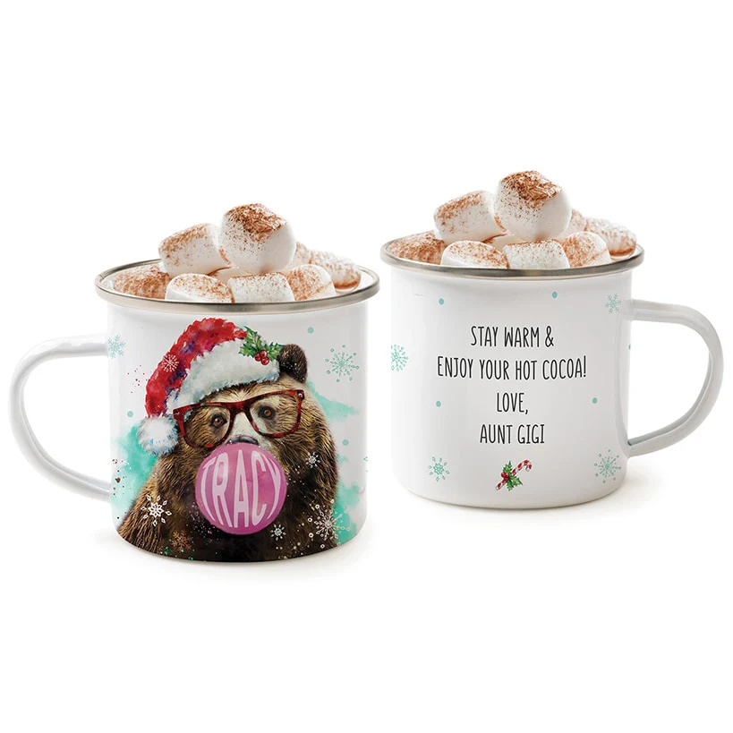 Personalized Christmas Bear Bubble Gum Camp Mug - Image 5