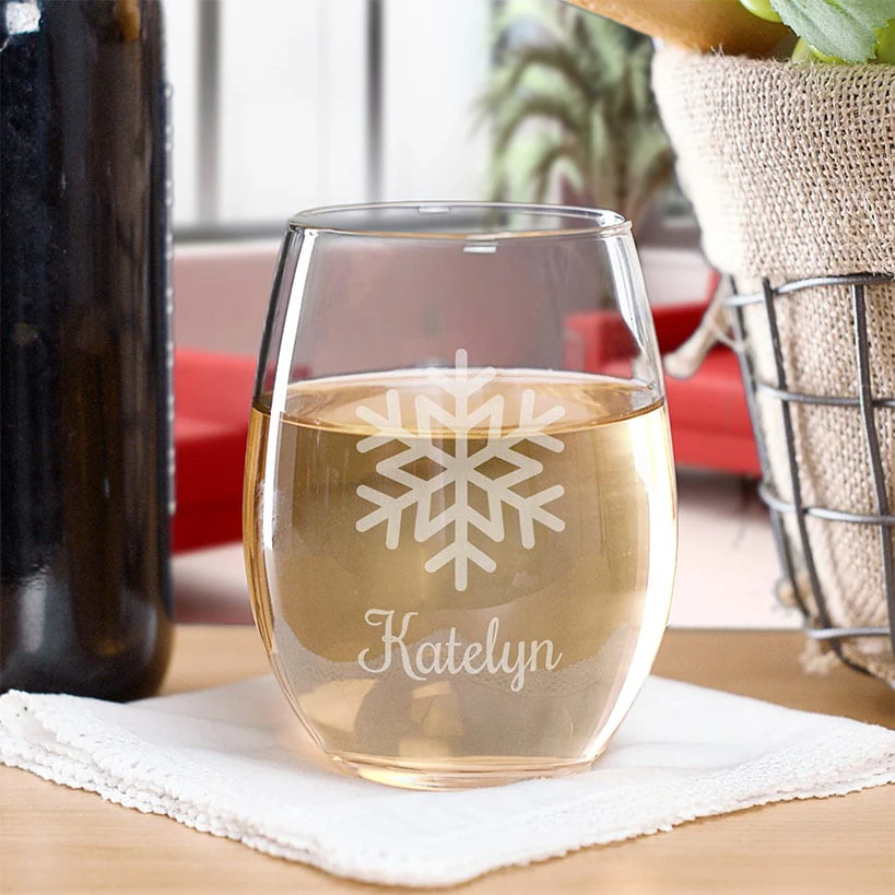 Personalized Christmas Icons Wine Glass - Image 4