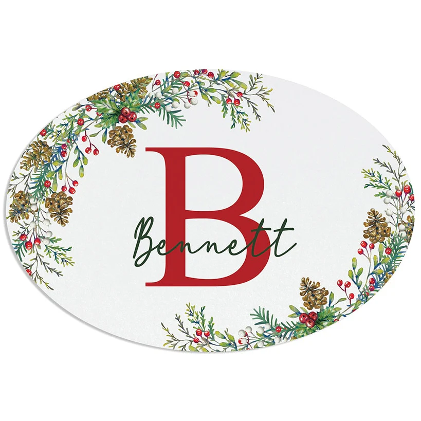 Personalized Christmas Pine Wreath Door Hanger or Metal Plaque - Image 6