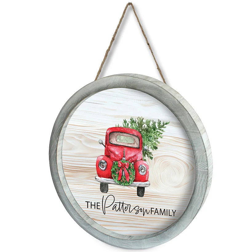 Personalized Christmas Red Truck Wall Sign - Image 4