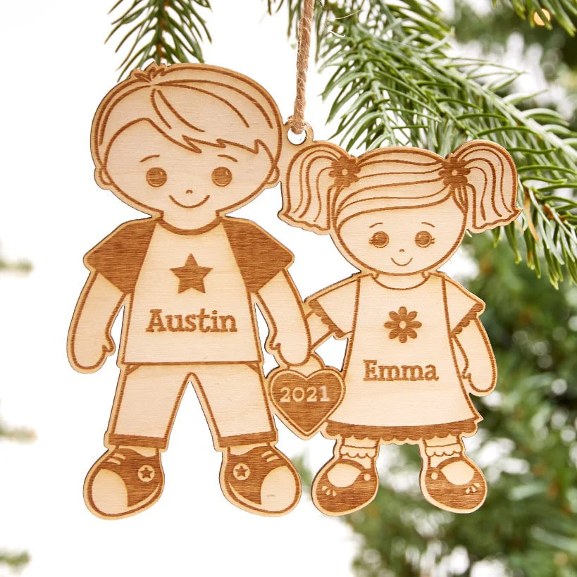 Personalized Christmas Siblings Ornament - Image 4