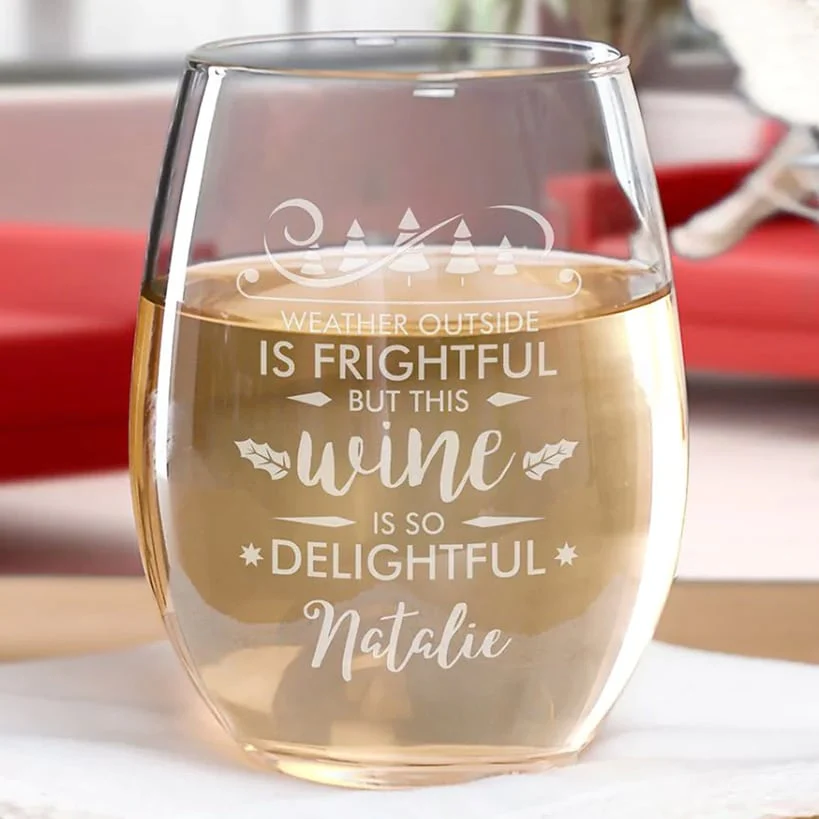 Personalized Christmas Themed Wine Glasses - Image 4