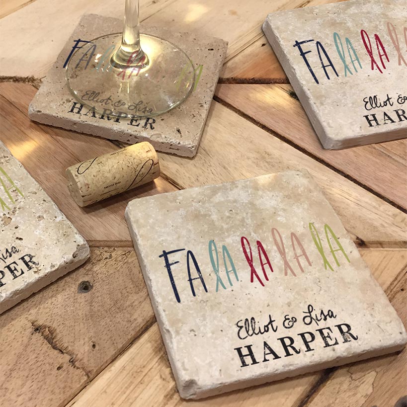 Personalized Christmas Travertine Coaster Set of 4 - Image 11