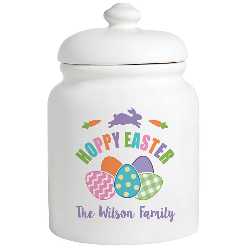 Personalized Colorful Hoppy Easter Cookie Jar - Image 3