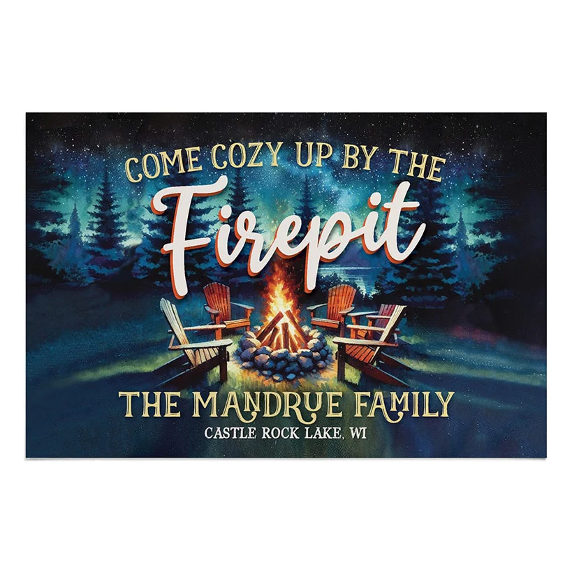 Personalized Cozy Fire Pit Thin Doormat - Image 3