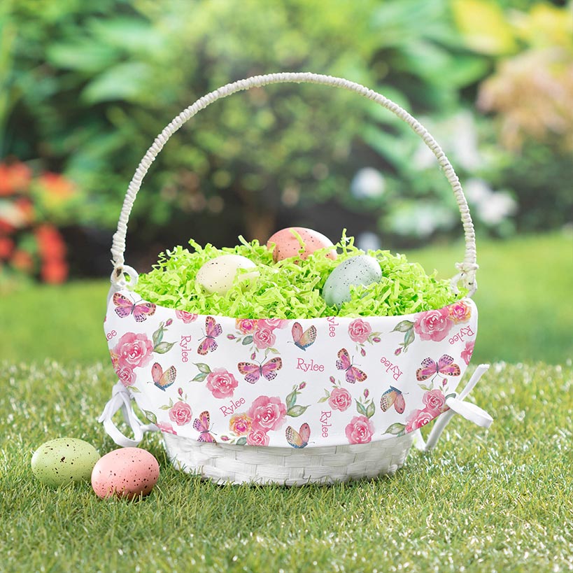 Personalized Easter Wicker Basket with Liner - Image 3