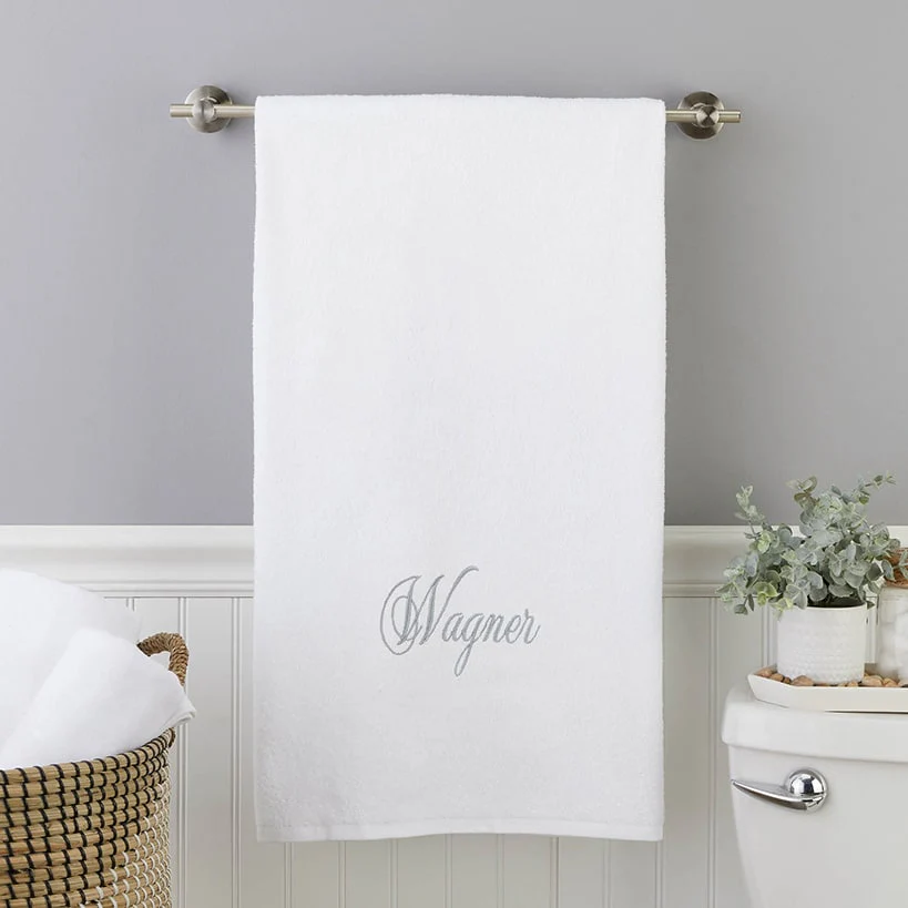 Personalized Embroidered White Bath Towels - Image 5