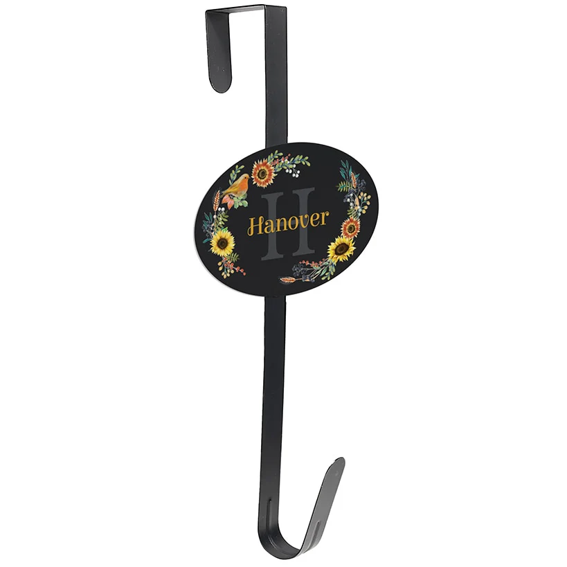 Personalized Fall Floral Name & Initial Wreath Hanger or Oval Metal Plaque - Image 5