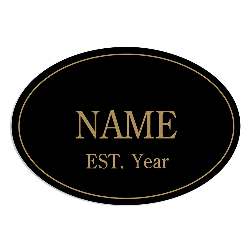 Personalized Family Name Black and Gold Wreath Hanger or Oval Plaque - Image 4