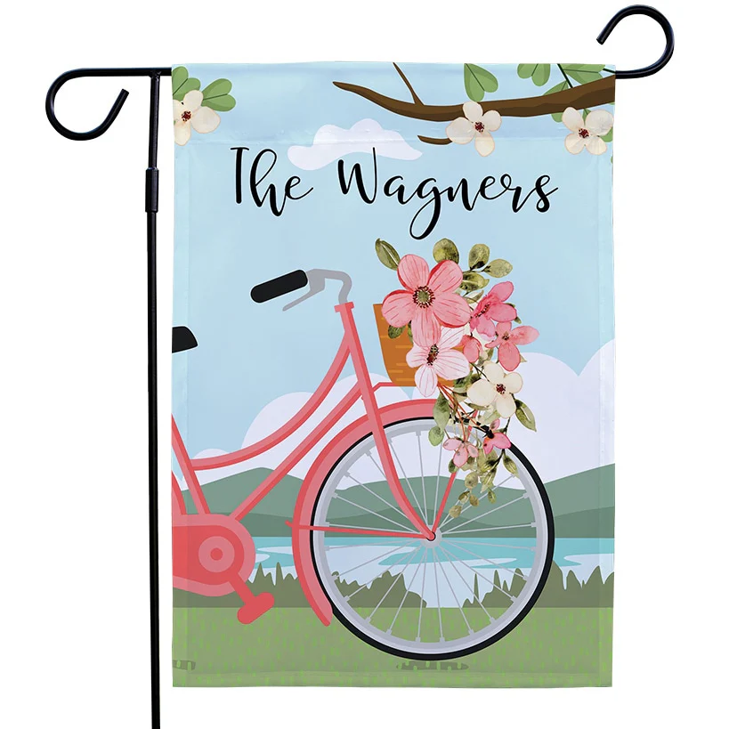 Personalized Floral Bicycle Garden Flag - Image 2